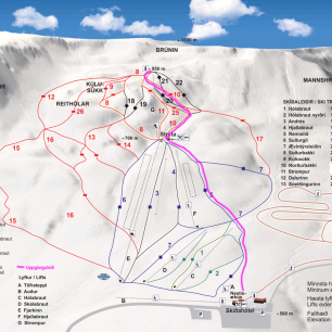 Schéma lyžařského areálu Hlíðarfjall