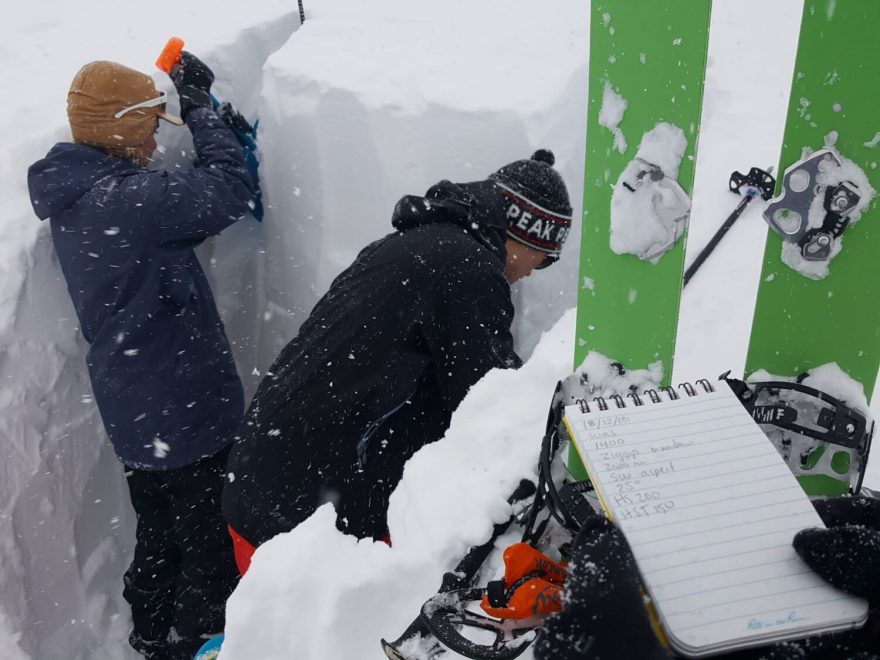 Největší pozornost Ski Guide Training Programu na Whistler Adventure School je zaměřena na lavinovou problematiku.