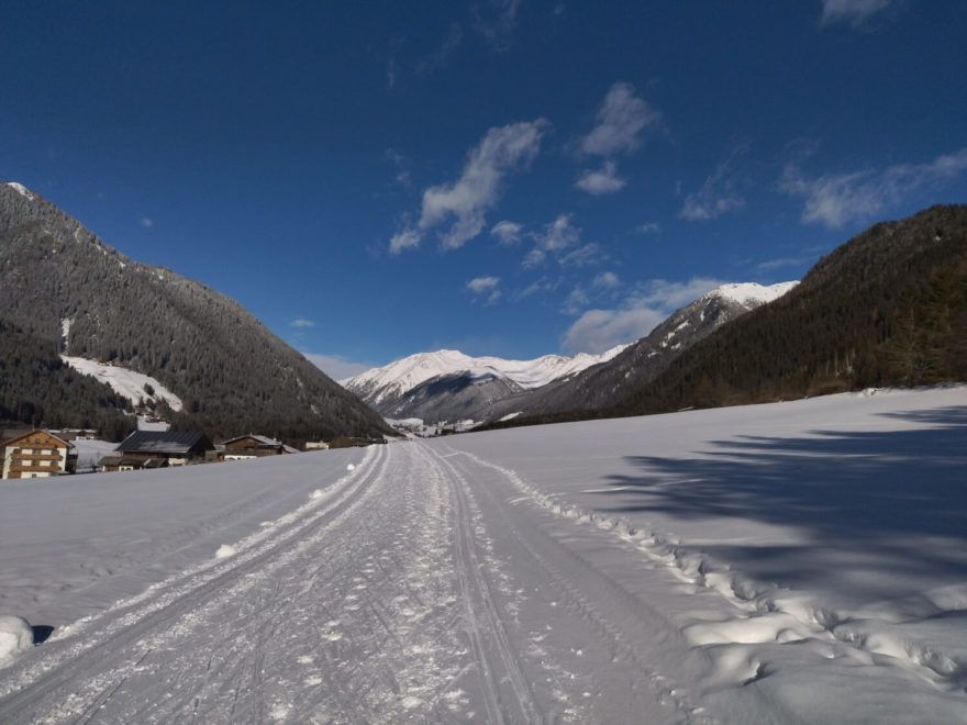 Valle Casies je oblíbené i mezi běžkaři, Jižní Tyrolsko, Itálie.