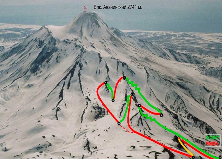 Mapka závod Individual ISMF 2016 Kamchatka- Avačinskaja