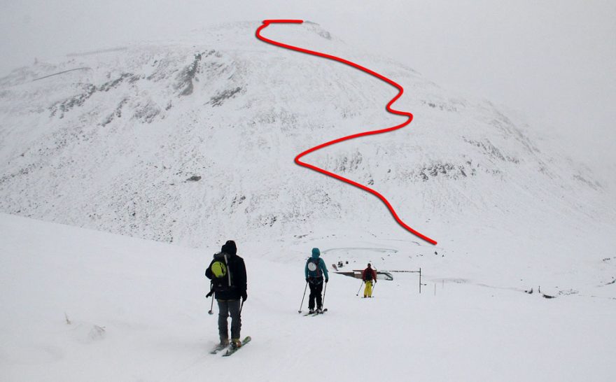 Výstupová trasa od Schönwieshütte (2266 m)  na Hohe Mut Alm