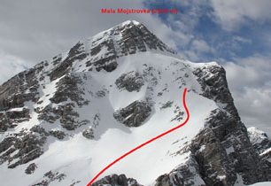 Východní svah Malé Mojstrovky (2333 m) na skialpech