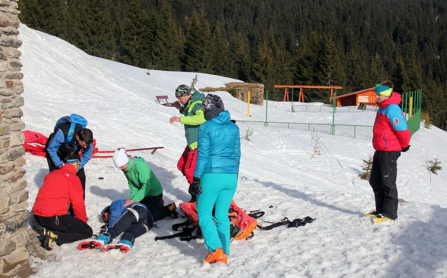 Simulace pádu při lezení v ledu