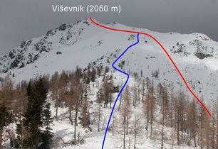 Viševnik (2050 m) - okružní skialpový výlet nad slovinskou Pokljukou